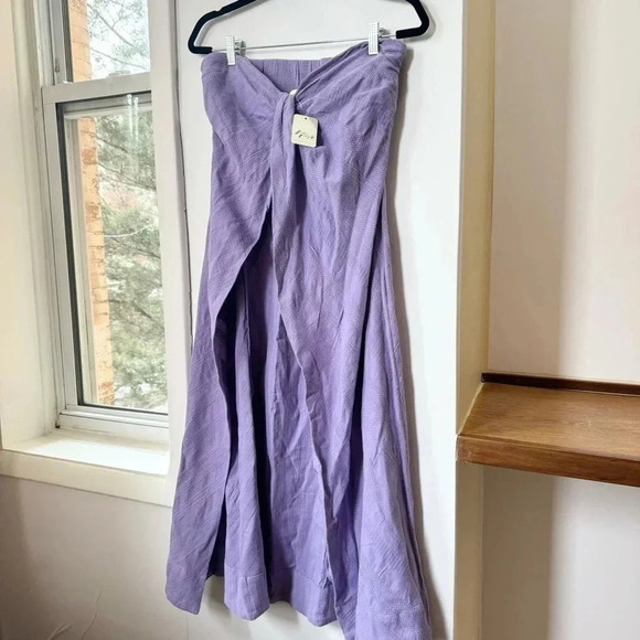 New Free People Banita Set Two Piece Pants Top Linen Blend Lavender Purple XS - Picture 8 of 15